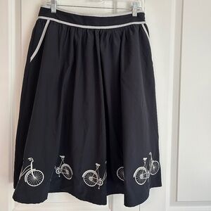 Black A-Line Skirt with Bicycle Print